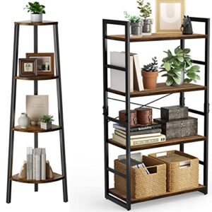 pipishell 4 tier corner shelf & 4 tier standing bookshelf