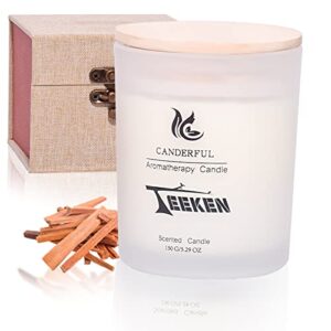 teeken candles for home scented, sandalwood candle jar, 5.29oz/150g 100% soy candle & simple modern style frosted jar scented candles set for perfect birthday gifts