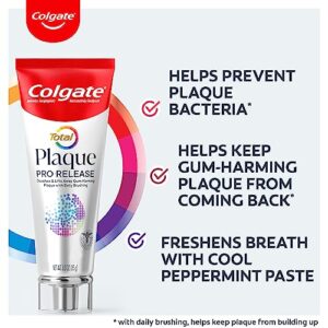 Colgate Total Plaque Pro Release Whitening Toothpaste, 1 Pack, 3.0 Oz Tube