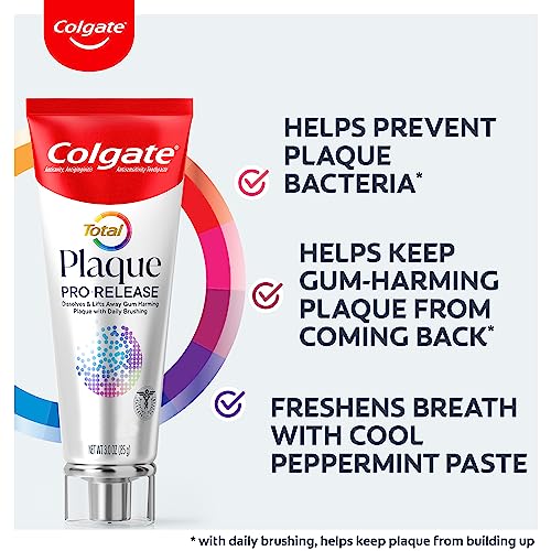 Colgate Total Plaque Pro Release Whitening Toothpaste, 1 Pack, 3.0 Oz Tube