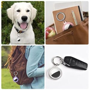 WHHMK Holder Case for AirTags Airtag Holder Keychain Durable AirTag Case for Apple Air Tag with Key Ring Secure AirTags Case for Dog Collar Luggage Keys Tracker Accessories Pet Wallet (4 Pack)