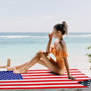 USA Flag Inspired, Quick Drying, Extra Large Sandfree American Flag Beach Towel - 71x35 Unique Design for Big Summer Fun, Perfect for Beach, Camping, Sports or Travel Accessories Towel.