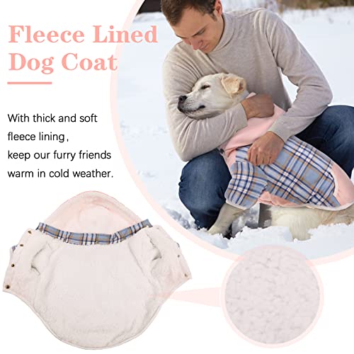 Dog Coat Plaid Dog Cold Weather Jacket with Hood, Extra Warm Fleece Lining Dog Hoodies Sweater Outfit for Puppy Small Medium Large Dogs,Dog Winter Clothes Vest Pullover Apparel Hooded Shirts