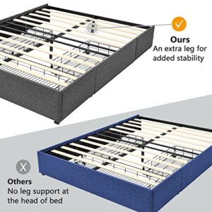 Alohappy Full Size Platform Bed Frame with 3 Storage Drawers,Upholstered Mattress Foundation with Wooden Slats Support,No Box Spring Needed,Modern Style(Dark Grey)
