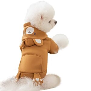 richcatty cute bear hoodies funny costume for puppy and cat cosplay pet clothes for pets soft knitwear (cute bear, xs pet weight:1~3.3 lbs)