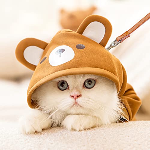 Richcatty Cute Bear Hoodies Funny Costume for Puppy and Cat Cosplay Pet Clothes for Pets Soft Knitwear (Cute Bear, XS Pet Weight:1~3.3 Lbs)