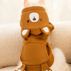 Richcatty Cute Bear Hoodies Funny Costume for Puppy and Cat Cosplay Pet Clothes for Pets Soft Knitwear (Cute Bear, XS Pet Weight:1~3.3 Lbs)