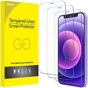 jetech full coverage screen protector for iphone 12 mini 5.4-inch, 9h tempered glass film case-friendly, hd clear, 3-pack