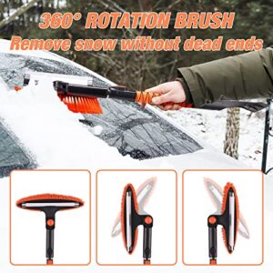 Tomorotec 3-in-1 Ice Scraper, Snow Brush and Squeegee, 39" Extendable Aluminum Alloy Handle 180° Pivoting Snow Scraper for Car Anti-Scratch Silicone Brush Ice Scraper for Car Windshield Window SUV