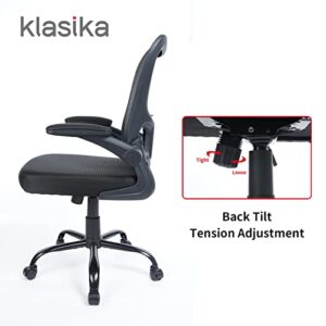 KLASIKA Desk Chairs with Wheels, Ergonomic Mesh Office Chair Adjustable Height and Swivel Lumbar Support Home Office Chair with Flip Up Armrests, Set of 2