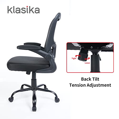 KLASIKA Desk Chairs with Wheels, Ergonomic Mesh Office Chair Adjustable Height and Swivel Lumbar Support Home Office Chair with Flip Up Armrests, Set of 2