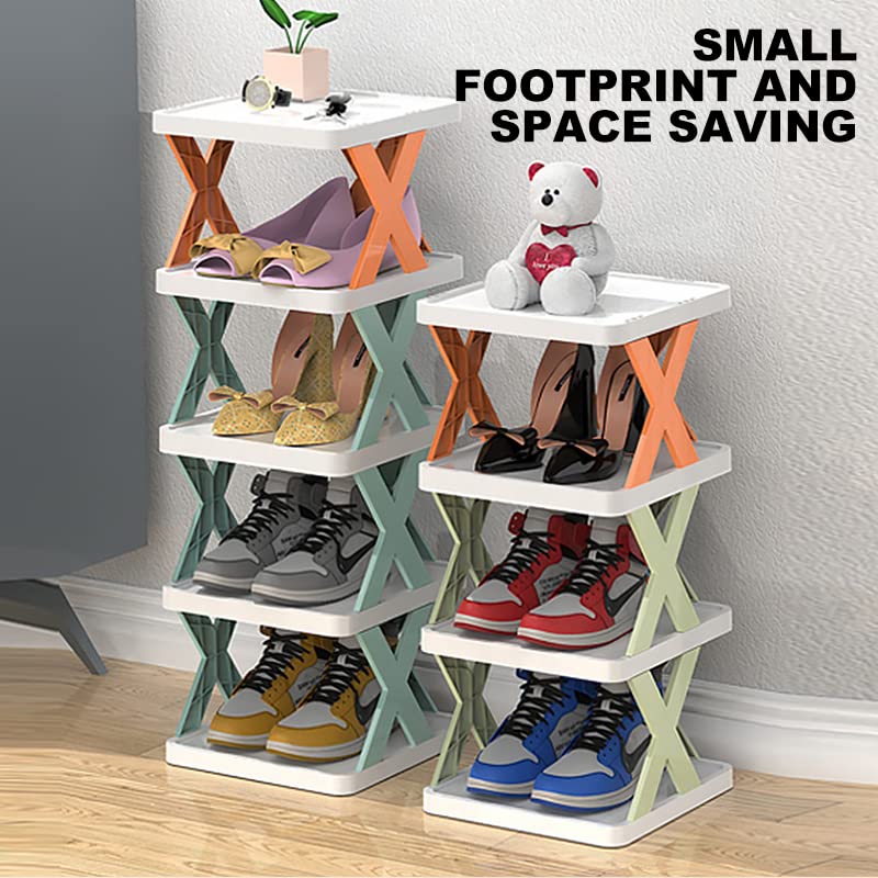 Lihebcen Shoe Storage, 8-Tier Shoe Rack Organizer Storage, Sturdy Shoes Shelf Storage Cabinet for Entryway Bedroom and Hallway (Green, 9”W x 10”D x 48”H)