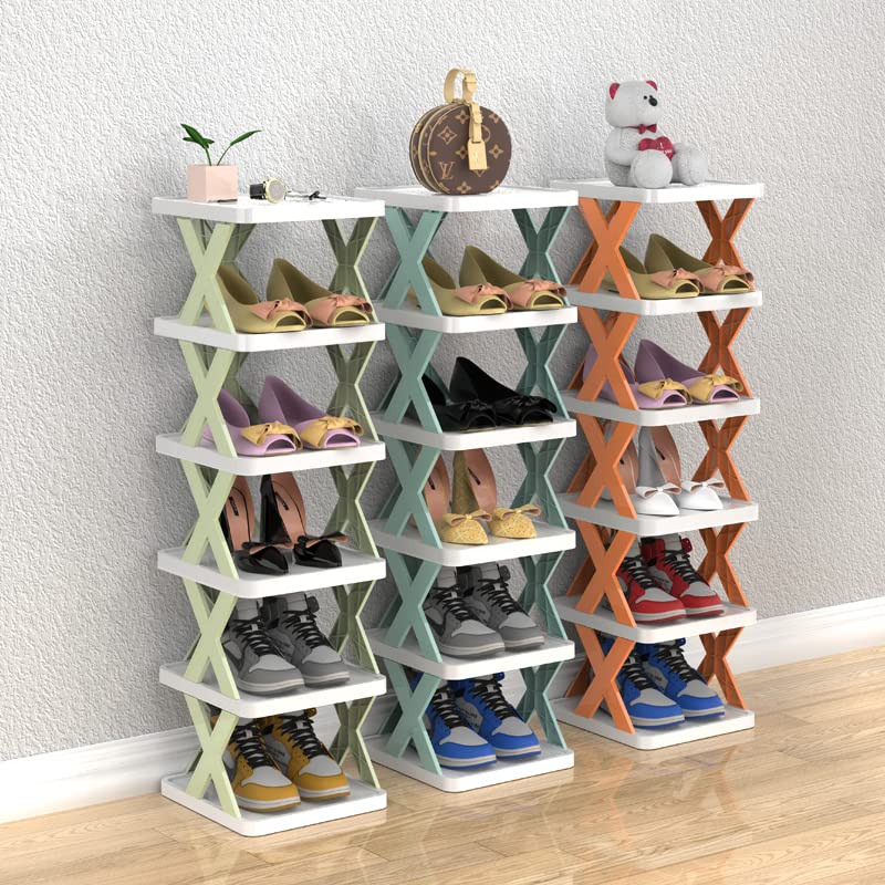 Lihebcen Shoe Storage, 8-Tier Shoe Rack Organizer Storage, Sturdy Shoes Shelf Storage Cabinet for Entryway Bedroom and Hallway (Green, 9”W x 10”D x 48”H)