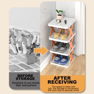 Lihebcen Shoe Storage, 8-Tier Shoe Rack Organizer Storage, Sturdy Shoes Shelf Storage Cabinet for Entryway Bedroom and Hallway (Green, 9”W x 10”D x 48”H)