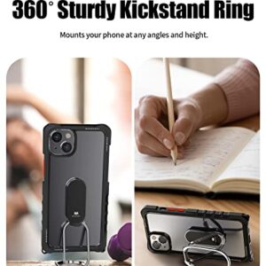 GOOSPERY Z Bumper 360° Sturdy Kickstand Ring Holder Crossbody Compatible with iPhone 14 Plus Case [Strap Included] Dual Layer Structure TPU EdgeClear Cover with Strap, Black