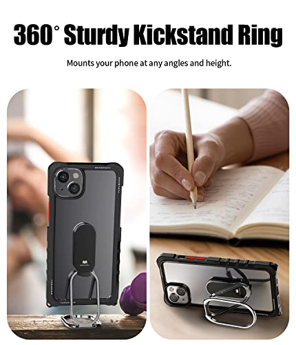 GOOSPERY Z Bumper 360° Sturdy Kickstand Ring Holder Crossbody Compatible with iPhone 14 Plus Case [Strap Included] Dual Layer Structure TPU EdgeClear Cover with Strap, Black