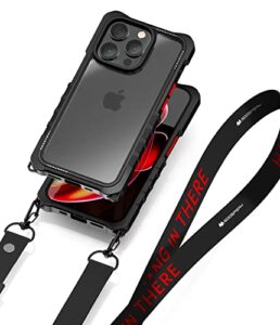 goospery z bumper crossbody compatible with iphone 14 pro case [strap included] shock absorbing dual layer structure tpu edge crystal clear pc cover with shoulder strap outdoor design, clear