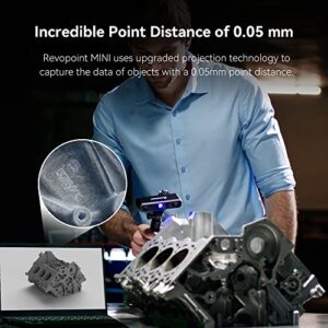 Revopoint MINI 3D Scanner for 3D Printing Handheld with Dual Axis Turntable, 3D Model Scanner with 0.02 mm Precision 10 Fps Scan Speed, Industrial Blue Light Full Color 3D Scanner for 3D Printer- Plus