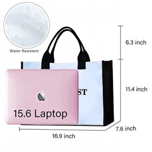 POWOBEST Canvas Beach Bag，Laptop Womens Tote Bags, 15.6 inch Business Computer Work Bags Waterproof Handbag for Travel, Office, School, Beach Gift Tote Bag