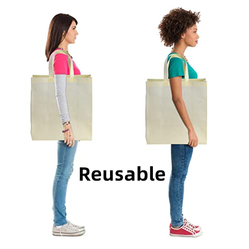 Hacaroa 25 Pack Reusable Grocery Bags, Non Woven Foldable Shopping Bags with Handles Lightweight Tote Bags Portable Shoulder Bags for Supermarket Retail Stores, Shopping Merchandise Events