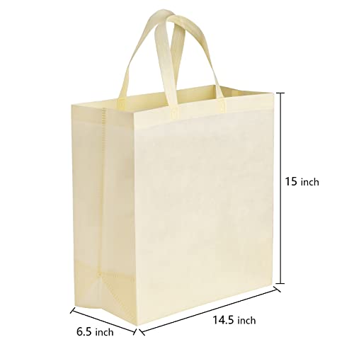 Hacaroa 25 Pack Reusable Grocery Bags, Non Woven Foldable Shopping Bags with Handles Lightweight Tote Bags Portable Shoulder Bags for Supermarket Retail Stores, Shopping Merchandise Events