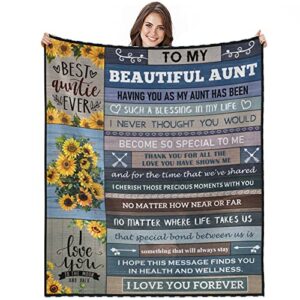 aunt gifts blanket from niece or nephew, aunt birthday gifts for aunt blanket, gifts for auntie, best aunt ever gifts from niece, aunt gift, throw blanket 60” x 50”