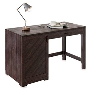 belleze computer desk with file drawer and cabinet study writing desk table modern transitional home office desk simple workstation wood table metal frame for pc laptop - hilo (espresso)