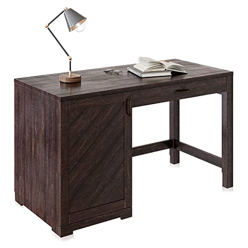 BELLEZE Computer Desk with File Drawer and Cabinet Study Writing Desk Table Modern Transitional Home Office Desk Simple Workstation Wood Table Metal Frame for PC Laptop - Hilo (Espresso)