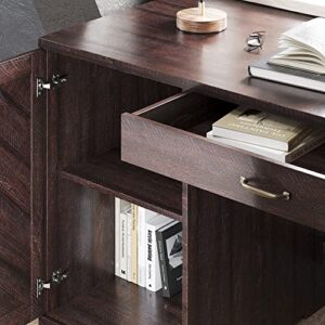 BELLEZE Computer Desk with File Drawer and Cabinet Study Writing Desk Table Modern Transitional Home Office Desk Simple Workstation Wood Table Metal Frame for PC Laptop - Hilo (Espresso)