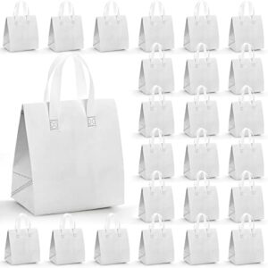 zenfun set of 25 insulated take away bags, small insulated cooler bag grocery bags, white thermal bags for hot&cold frozen food, food delivery, 9.5 x 6 x 10 inches