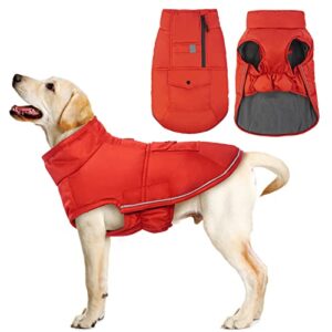 yagamii dog winter coat waterproof dog jacket cold weather warm clothes cozy fleece lining, pet apparel sweater for small medium large dogs dog reflective vest puppy clothes with leash hole(xs-xxl)