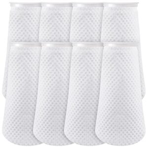 jecery 8 pcs filter socks 4 inch 3d honeycomb design filter sock 4 inch ring by 11.8 inch long saltwater aquarium filter sock 150μm aquarium sump filter sock use in fish tank sump overflow, white