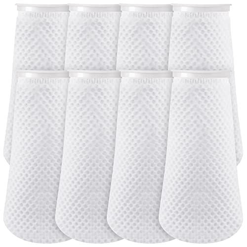 Jecery 8 Pcs Filter Socks 4 Inch 3D Honeycomb Design Filter Sock 4 Inch Ring by 11.8 Inch Long Saltwater Aquarium Filter Sock 150μm Aquarium Sump Filter Sock Use in Fish Tank Sump Overflow, White