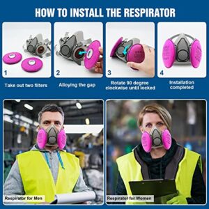 Half Facepiece with 2097 Filter, MYGCCA Resin Respirator with Filters for Dust Organic Vapor Used in Painting, Woodworking, Epoxy, Welding,