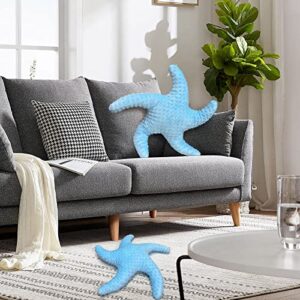 Yi-gog Starfish Pillow Decor Throw Pillows Coastal Star Shaped Beach Ocean Cute Stuffed Plush Soft Cushion Decoration Couch Bed Room Blue