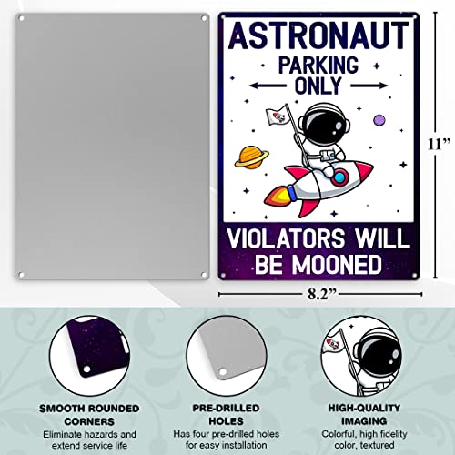 Astronaut Parking Sign, Space Themed Bedroom Decor For Boys Room, Outter Space Room Decor Gifts for Boys Kids Themed Bedroom Room Wall Decorations Industrial Grade Aluminum, Easy Mounting, Rust-Free/Fade Resistance, Indoor/Outdoor