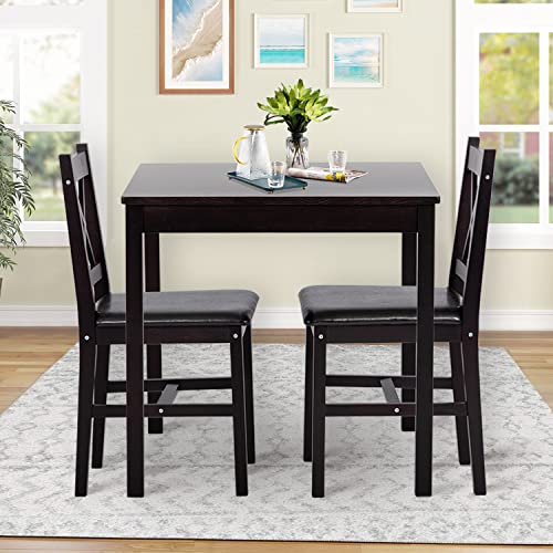 FDW Wooden Kitchen Dining Table and Chairs for Saving Space Dinning Room Restaurant Pub,Dark Brown