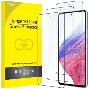 jetech screen protector for samsung galaxy a53 5g / a52 / a52 5g / a52s 5g, 9h tempered glass film, anti-scratch, hd clear, 3-pack