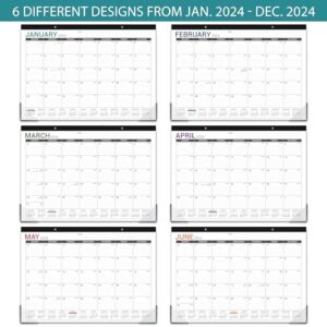 2024 Desk Calendar - Desk Calendar 2024, 17"x12" Desktop Calendar, Jan. 2024 - Dec. 2024, Corner Protectors, Large Ruled Blocks