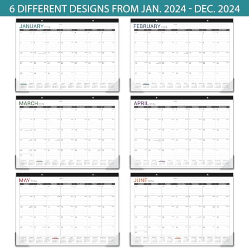 2024 Desk Calendar - Desk Calendar 2024, 17"x12" Desktop Calendar, Jan. 2024 - Dec. 2024, Corner Protectors, Large Ruled Blocks