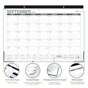 2024 Desk Calendar - Desk Calendar 2024, 17"x12" Desktop Calendar, Jan. 2024 - Dec. 2024, Corner Protectors, Large Ruled Blocks