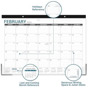 2024 Desk Calendar - Desk Calendar 2024, 17"x12" Desktop Calendar, Jan. 2024 - Dec. 2024, Corner Protectors, Large Ruled Blocks