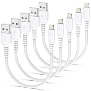 short iphone charger cord 1ft, 5 pack usb a to lightning data cable mfi certified iphone charging cable fast charging for apple iphone 13/12/11 pro max/xr/xs/x/se/8/7/6/5 plus, ipad air/mini