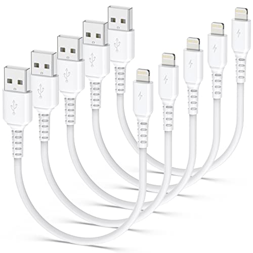 Short iPhone Charger Cord 1ft, 5 Pack USB A to Lightning Data Cable MFi Certified iPhone Charging Cable Fast Charging for Apple iPhone 13/12/11 Pro Max/XR/XS/X/SE/8/7/6/5 Plus, iPad Air/Mini