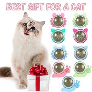 9 Pcs Catnip Wall Ball, Cat Toys Catnip Balls for Cats Wall Mounted Catnip Ball Toy Catnip Rollerball Wall Cat Lick Ball for Cat Kitten Kitty Pet Rotatable Indoor Catnip Toys Treat, Crab Snail Cat Ear