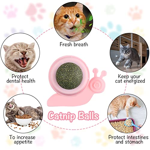 9 Pcs Catnip Wall Ball, Cat Toys Catnip Balls for Cats Wall Mounted Catnip Ball Toy Catnip Rollerball Wall Cat Lick Ball for Cat Kitten Kitty Pet Rotatable Indoor Catnip Toys Treat, Crab Snail Cat Ear