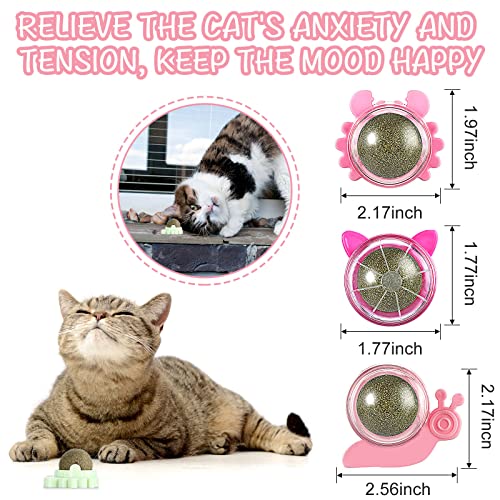 9 Pcs Catnip Wall Ball, Cat Toys Catnip Balls for Cats Wall Mounted Catnip Ball Toy Catnip Rollerball Wall Cat Lick Ball for Cat Kitten Kitty Pet Rotatable Indoor Catnip Toys Treat, Crab Snail Cat Ear