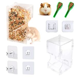 lucky interests 2 pcs hamster automatic feeder, hamster food dispenser with bracket small assembled fixed animals food bowl for dwarf hamster guinea pig chinchilla gerbil bird ferret with 2 spoon