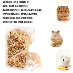 Lucky Interests 2 pcs Hamster Automatic Feeder, Hamster Food Dispenser with Bracket Small Assembled Fixed Animals Food Bowl for Dwarf Hamster Guinea Pig Chinchilla Gerbil Bird Ferret with 2 Spoon