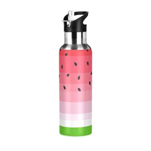 xigua watermelon water bottle with straw lid vacuum insulated stainless steel thermo flask for sports cycling hiking school home,20 oz.